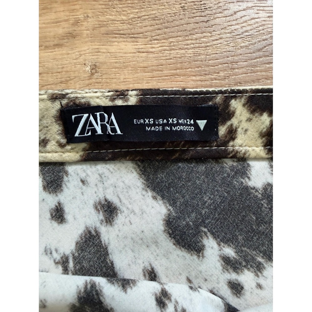 Zara Beige and Brown Cow Print Midi Skirt XS Animal Print Contemporary - Picture 5 of 5